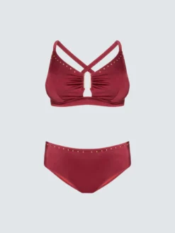 Bikini con borchiette e motivo cut out