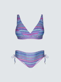 Bikini con stampa multicolor e laccetti