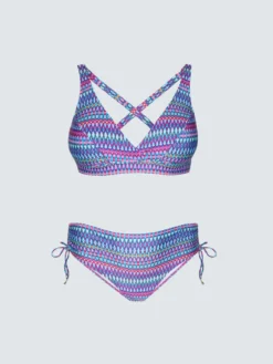 Bikini con stampa multicolor e laccetti