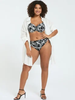 Bikini con stampa tropicale e laccetti