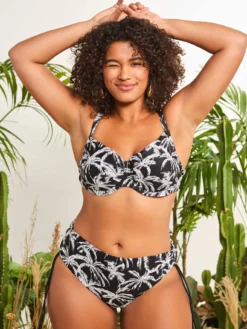Bikini con stampa tropicale e laccetti