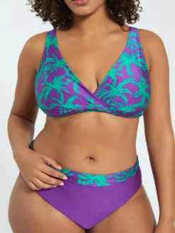Bikini con stampa tropicale e fascia in vita