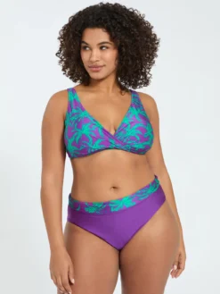 Bikini con stampa tropicale e fascia in vita
