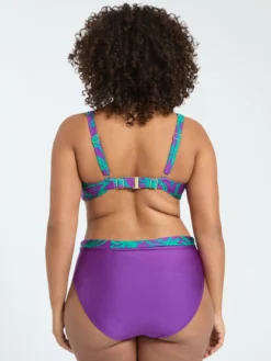 Bikini con stampa tropicale e fascia in vita