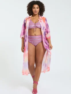 Bikini due pezzi con stampa multicolor e laccetti