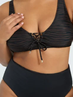 Bikini zebrato con allacciatura frontale