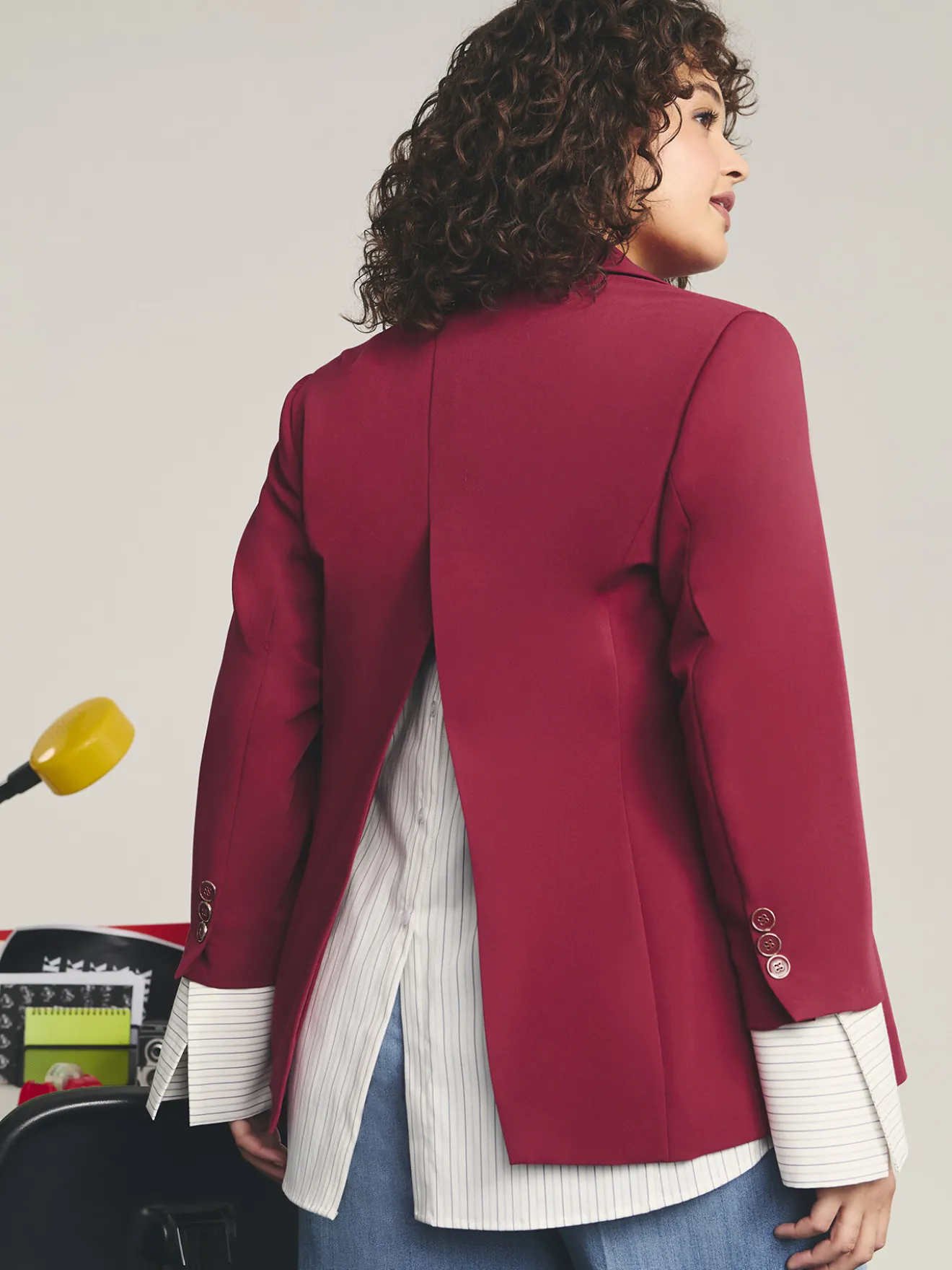 Blazer con polsino effetto camicia staccabile