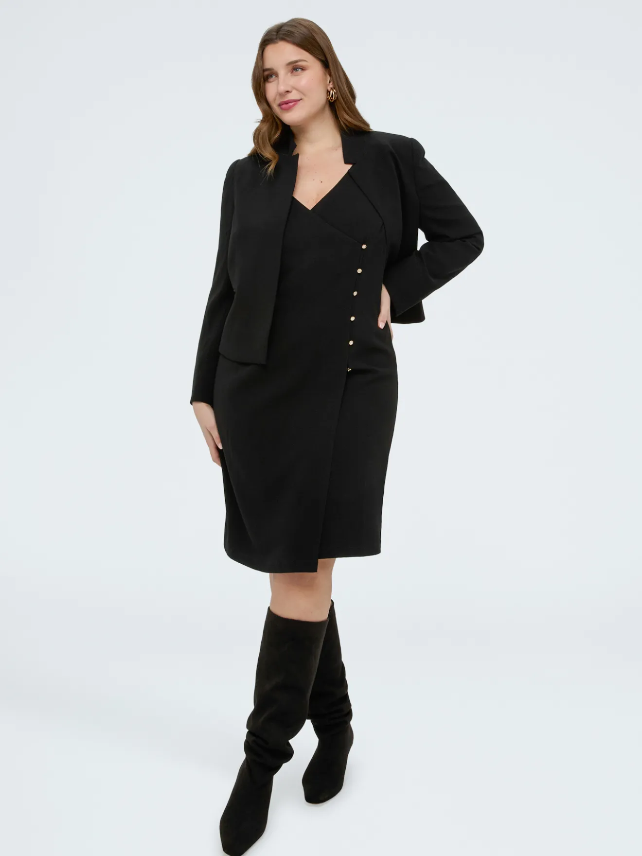 Blazer cropped in tessuto stretch