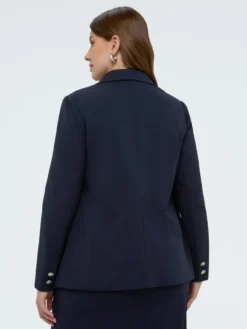 Blazer effetto doppiopetto in tessuto stretch