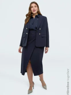 Blazer effetto doppiopetto in tessuto stretch
