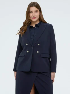 Blazer effetto doppiopetto in tessuto stretch