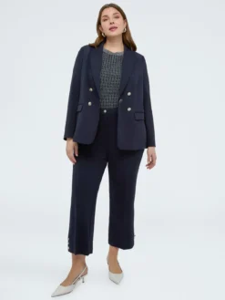 Blazer effetto doppiopetto in tessuto stretch