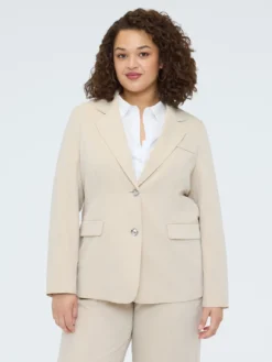 Blazer effetto gessato con bottoni gioiello