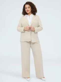 Blazer effetto gessato con bottoni gioiello