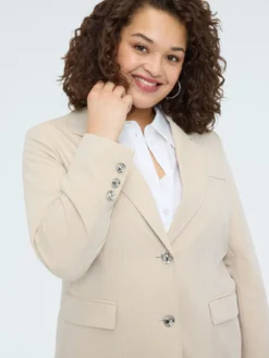 Blazer effetto gessato con bottoni gioiello