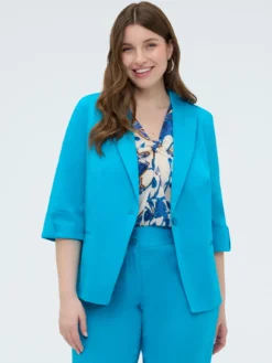 Blazer in misto cotone con risvolti