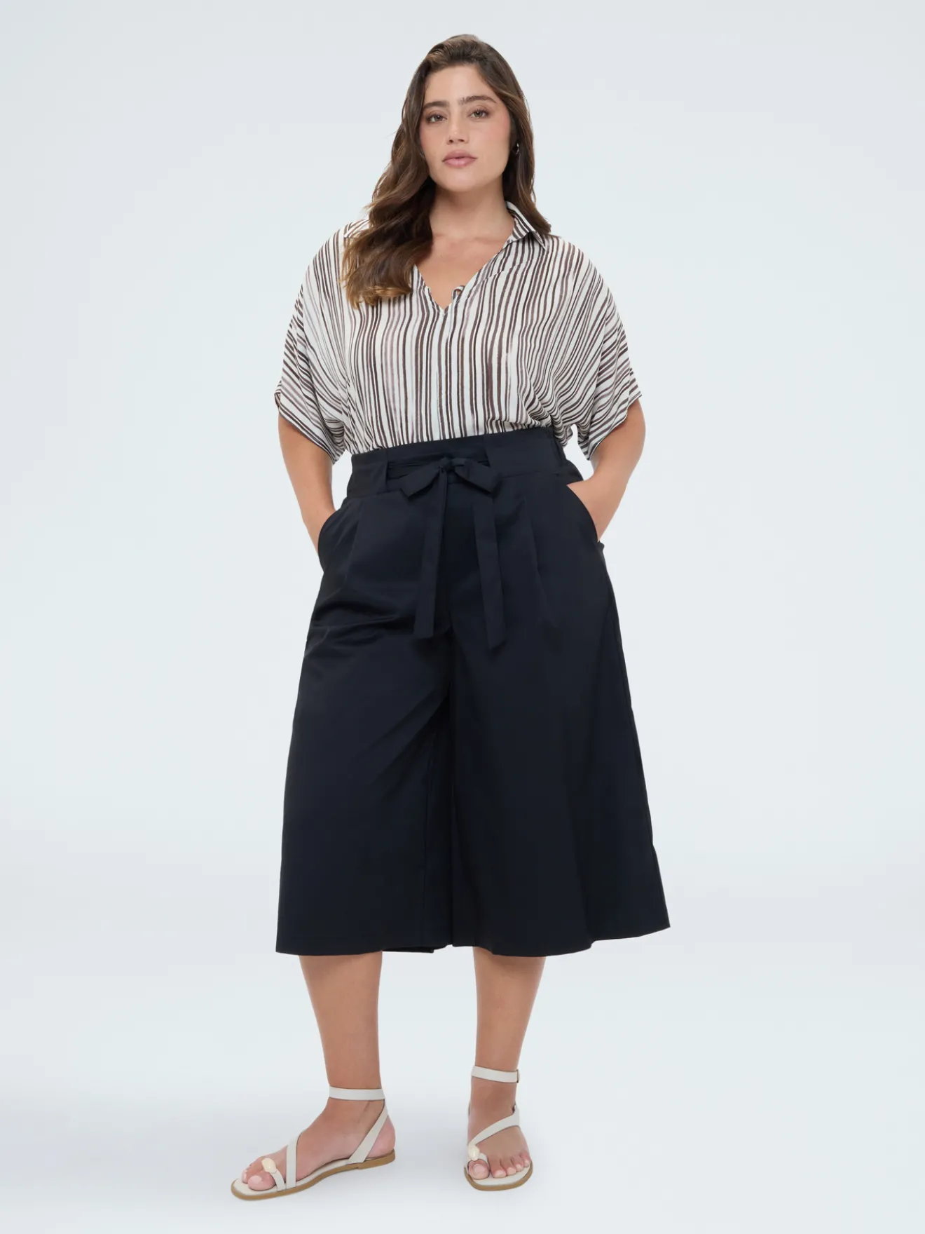 Blusa a righe in viscosa