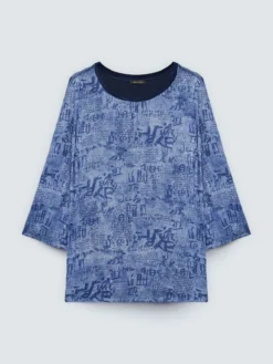 Blusa bimaterica con stampa lettering