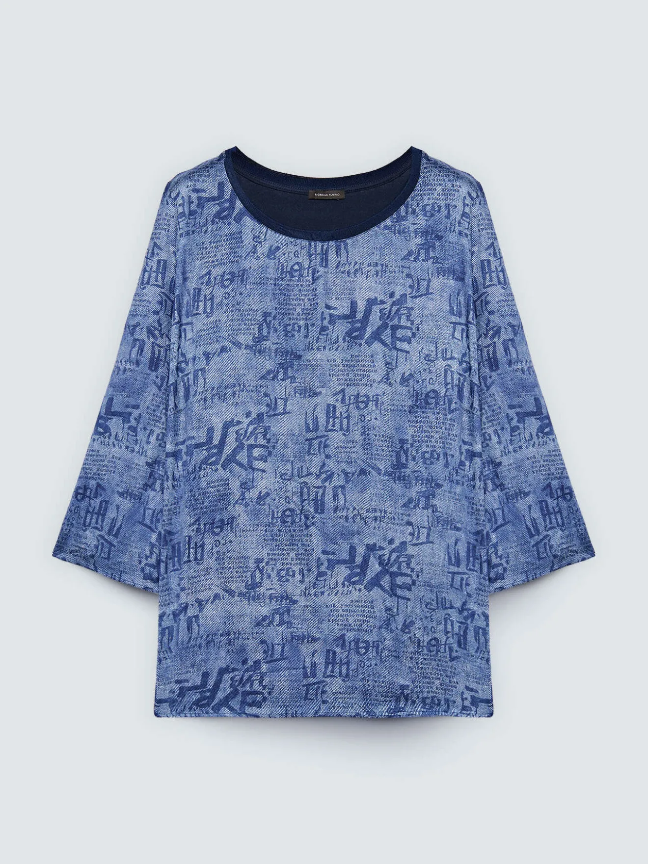 Blusa bimaterica con stampa lettering