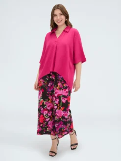 Blusa boxy con collo polo