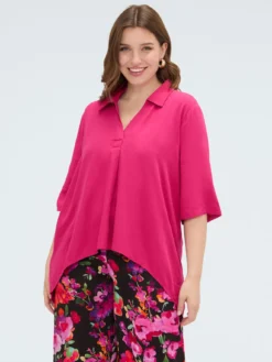 Blusa boxy con collo polo