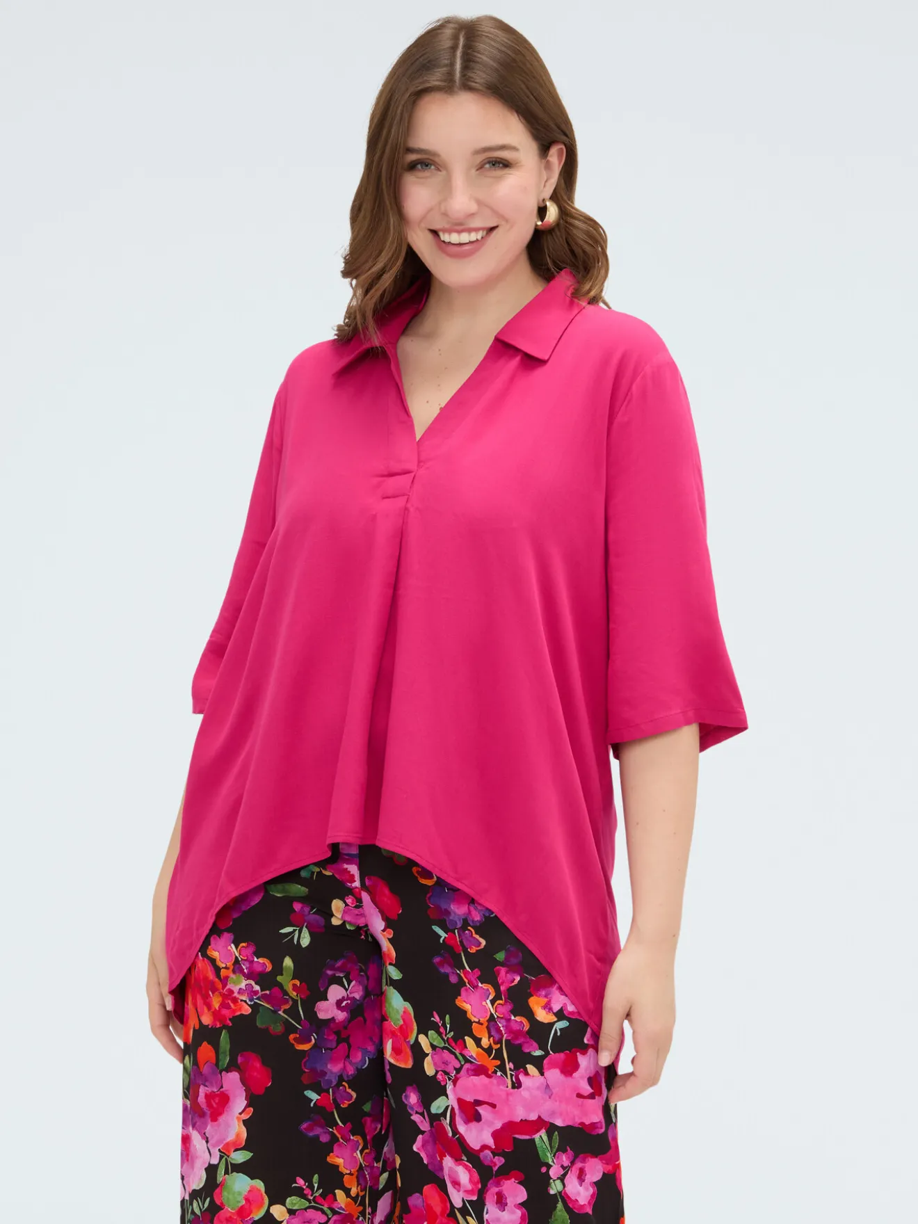 Blusa boxy con collo polo