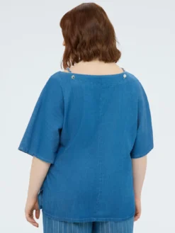 Blusa con scollo a barchetta in tencel