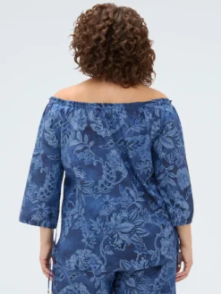 Blusa in chambray con stampa floreale