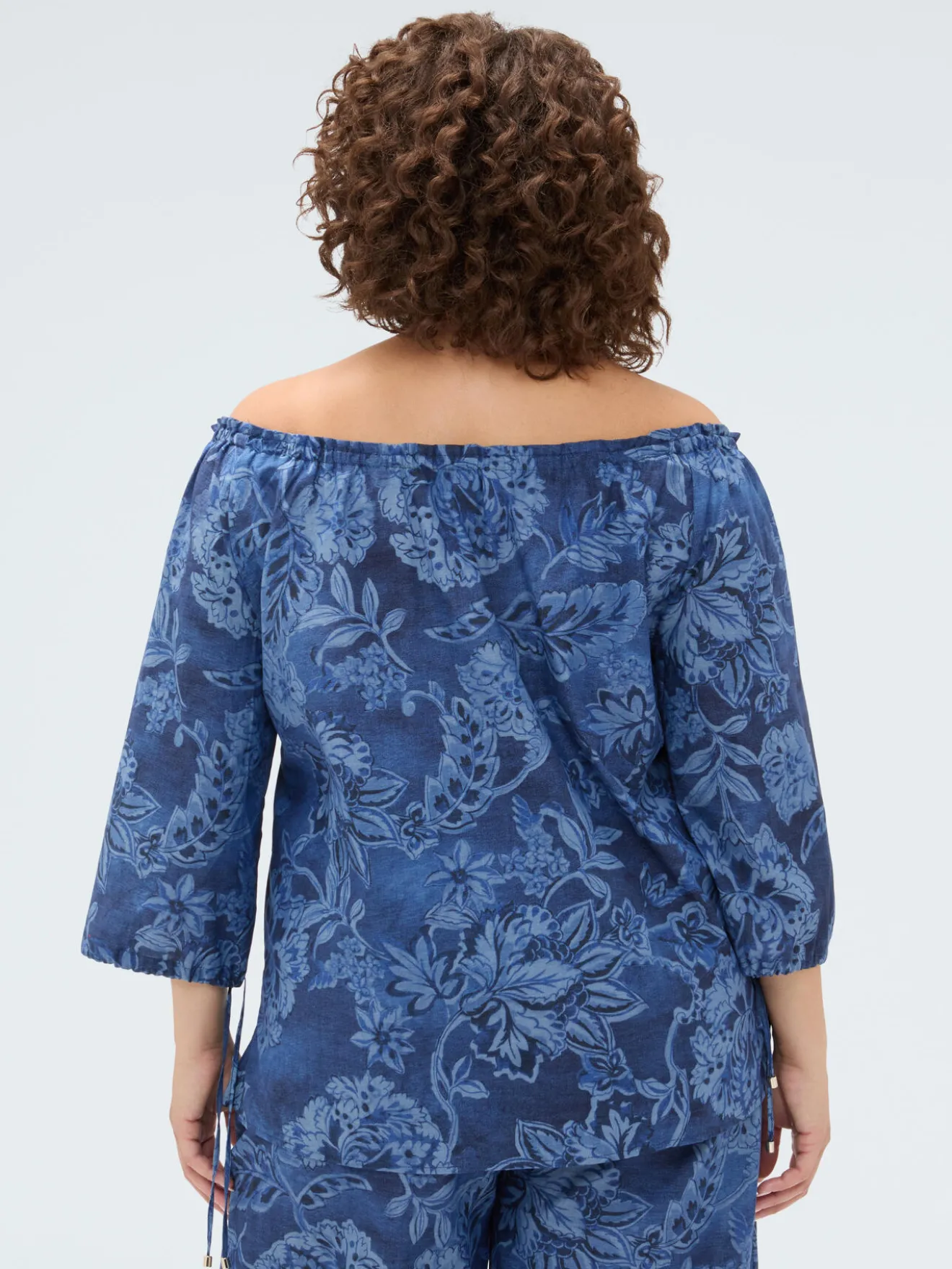 Blusa in chambray con stampa floreale