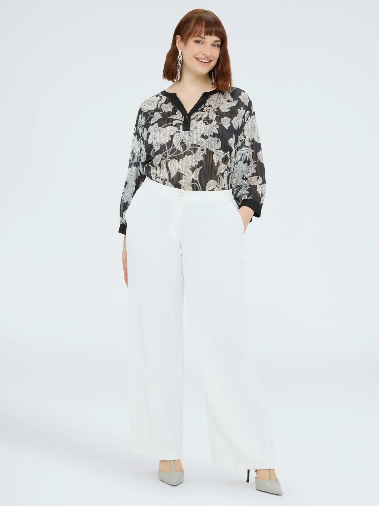Blusa in creponne con stampa floreale