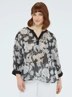 Blusa in creponne con stampa floreale