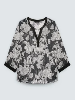 Blusa in creponne con stampa floreale