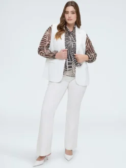 Blusa in georgette con stampa e fiocco