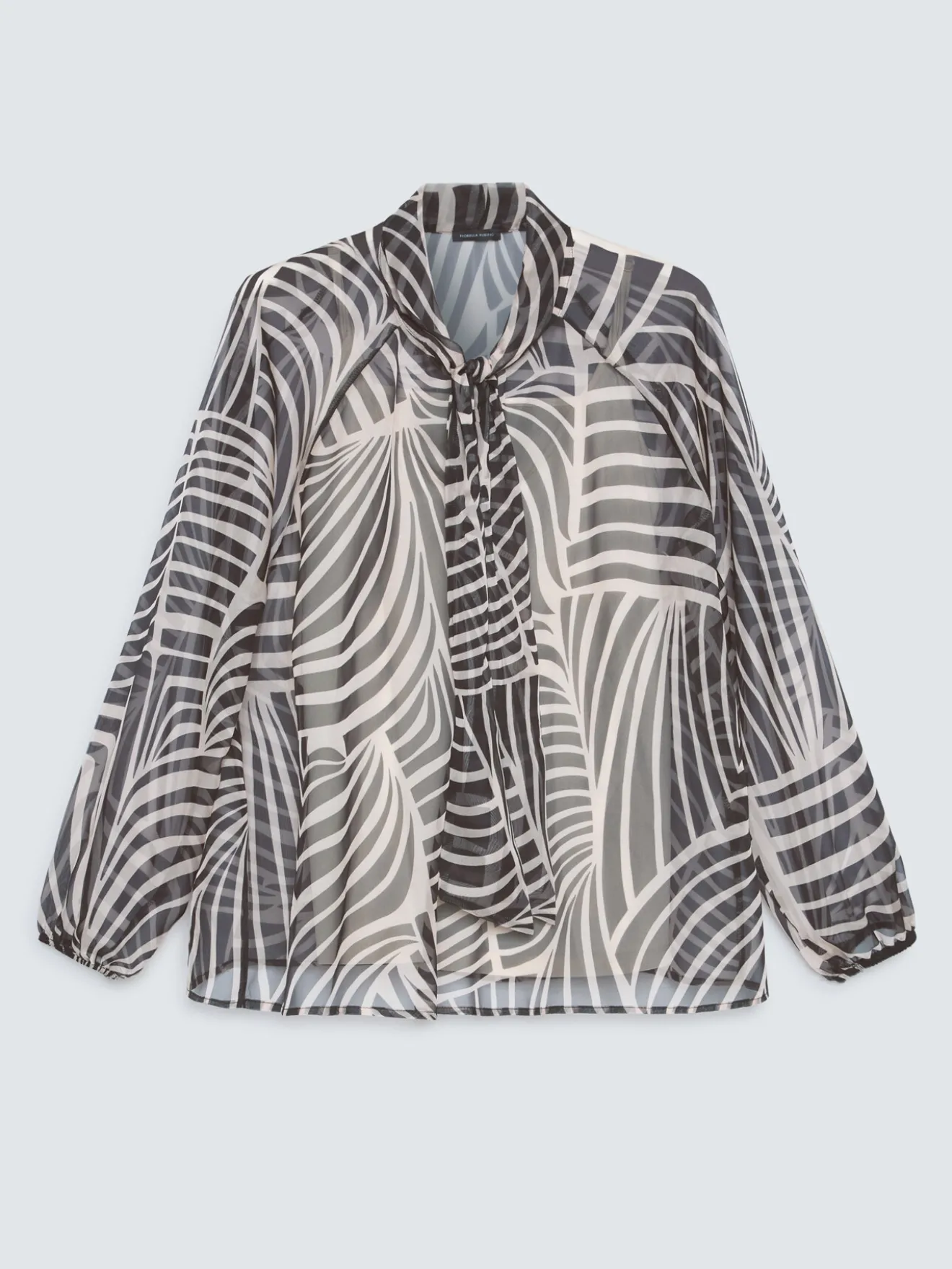 Blusa in georgette con stampa e fiocco