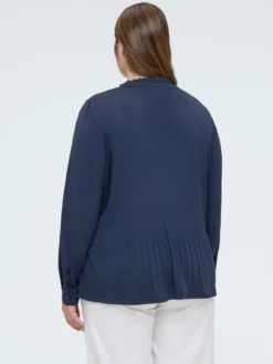 Blusa in jersey plissé con bottoni