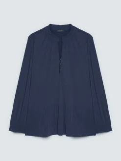 Blusa in jersey plissé con bottoni