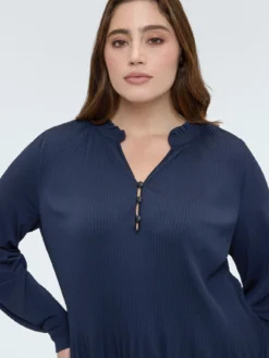 Blusa in jersey plissé con bottoni