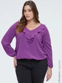 Blusa in plumetis a pois con volant
