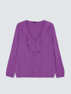Blusa in plumetis a pois con volant