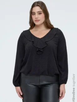 Blusa in plumetis a pois con volant