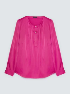 Blusa in raso con bottoni a forma di cuore