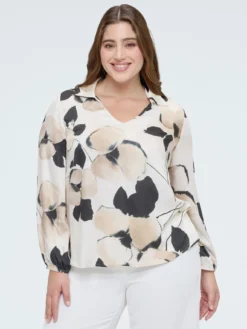Blusa in raso con stampa floreale