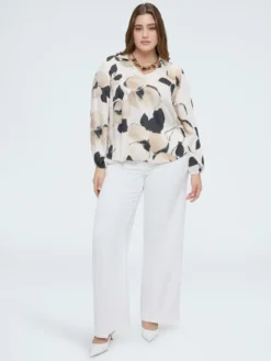 Blusa in raso con stampa floreale
