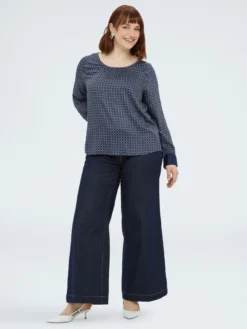 Blusa in raso con stampa geometrica