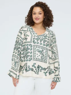 Blusa in raso con stampa paisley