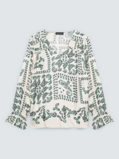 Blusa in raso con stampa paisley