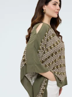Blusa in raso di viscosa con stampa