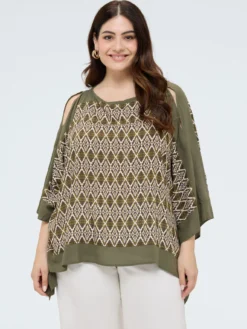 Blusa in raso di viscosa con stampa