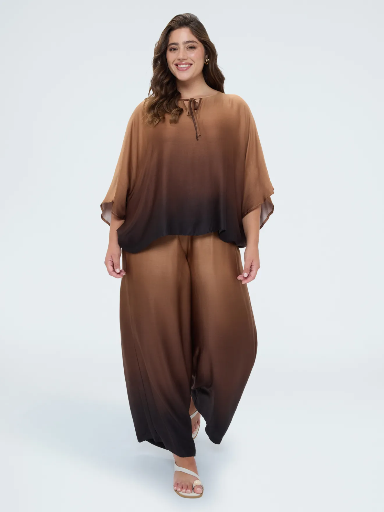 Blusa in raso effetto dégradé