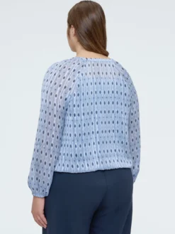 Blusa in tessuto lurex con stampa